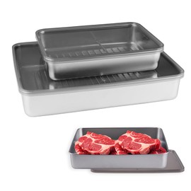 WakiHong Set of 2 Food Preservation Boxes, Stainless Steel Storage Jars with Lid, Airtight Food Box, with Non-Slip Exterior, Suitable for Freezer, Dishwasher/Oven Safe (without PP Lid)