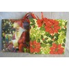 10 Christmas Gift Bags Santa Claus and Poinsettias 5.5" x