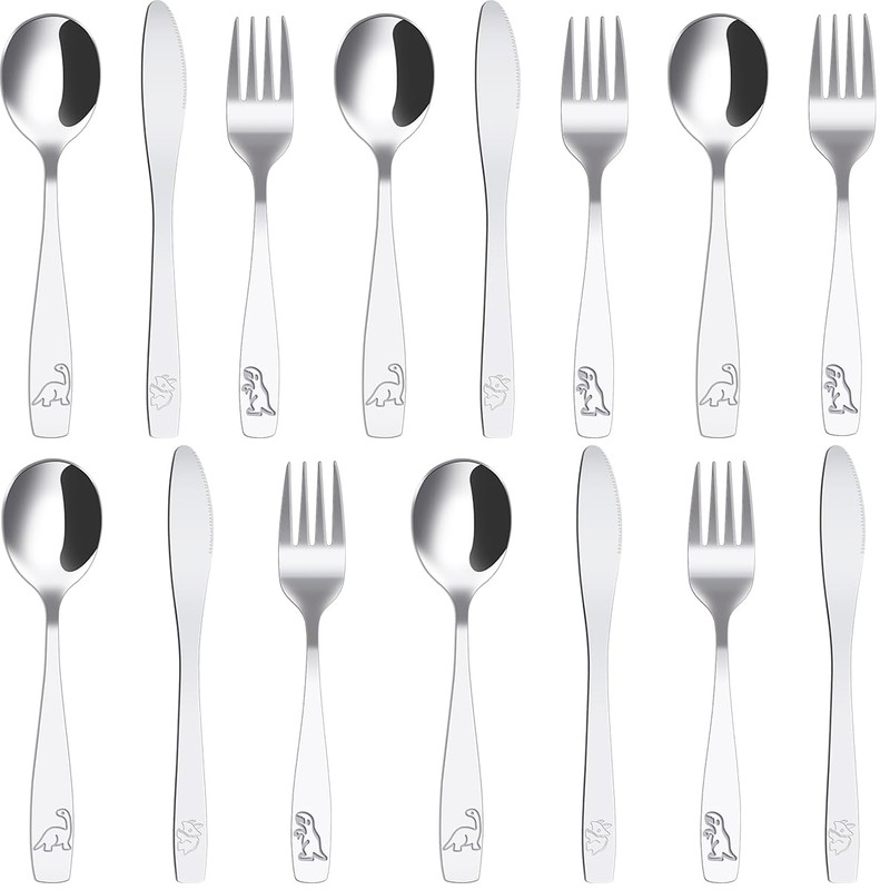 15Pcs Kids Silverware Set 410 Stainless Steel Kids Fork Spoon