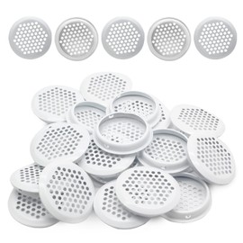 Bivethoi 50 Pcs Air Vents, 53mm / 2.1" Circular Soffit Vent, Stainless Steel Round Mesh Hole Vent Cover for Cabinets Kitchen Wardrobes, White Cant
