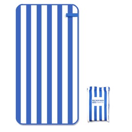 Ofrdncy Microfiber Beach Towel-Quick Fast Dry Super Bath Towels Absorbent Lightweight Pool Beach Blanket,Perfect for Travel Pool Swimming Bath Camping Yoga Gym Sports(RoyalBlue/WhiteStripe,63*32inch)