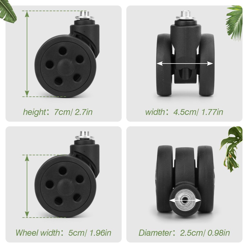 Vivikivi Pack of 2 Suitcase Wheels Replacement Wheels 50 mm