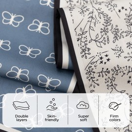 vimate Blue Bow Hair Scarf for Women - Fashion Skinny Long Satin Neck Scarf Floral Silk Scarf for Women Headband Handbag Scarf for Purse(Style 13)