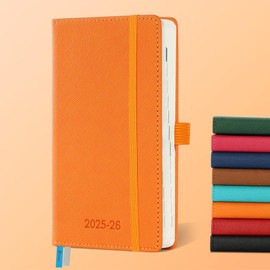 IN-LUXPRO Weekly Monthly 2025-2026 Planner (July 25-Dec 26),6.5"x3.75",18 Months Agenda Plan with Month Tabs & Pocket,Expenses/Note Pages, Academic Calendar with Vegan Leather Cover,Orange