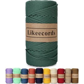 Likeecords Cordón de macramé trenzado de poliéster de 4 mm 140 yardas / 426 pies, hilo elástico para crochet, cordón de bolsa para manualidades DIY, perchas de plantas, bolsa y decoraciones para el