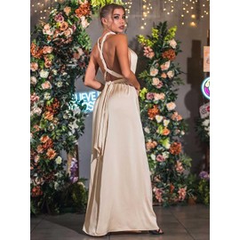 GORAIS Women Infinity Dress for Bridesmaid Long Evening Maxi Wrap Dresses Convertible Prom Wedding Gown Champagne