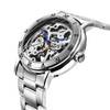 Alienwork IK Automatic Watch Men Women Skeleton Glass Base, Silver/silver/silver