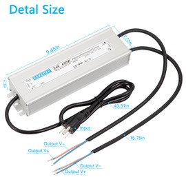 KEKEBEE LED Driver 24V400W Waterproof Power Supply AC90-120V to DC24V16.7A Low Voltage Transformer IP67 Converter Suitable for Indoor and Outdoor LED Lighting and Any 24V DC LED