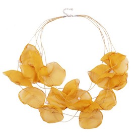 FUNOJOY Flower Bib Statement Necklace, Hawaiian Flower Necklace, Chunky Floral Charm Summer Beach Chokers Necklaces Gifts for Women (Yellow)