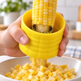 Corn Stripper for Easy Kernel Removal – Yellow Manual Cob Cutter for Home Cooking and Meal Prep