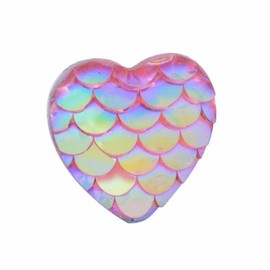 Unbranded 10 pcs Mermaid Fish Scales Resin Carved Embellishment Cabochons– Coral Pink 12mm