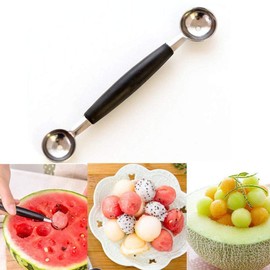 2 in 1 Stainless Steel Melon Ballers Melon Scoop,Double-Sided Fruit Melon Baller Spoon, Suitable Watermelon Cantaloupe Ice Cream Comfortable Non-Slip Grip Kitchen Utensils and Gadgets