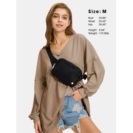 EXLURA Womens Fall Long Sleeve Shirts V Neck Casual Maternity Tops Loose Babydoll Pullover Dressy Tunic Blouse Outfits 2025 Dark Khaki