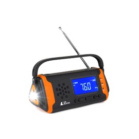 Lad Weather Radio, Disaster Preparedness Goods, Disaster Prevention, Flashlight, Waterproof, AM/FM Portable Radio, Outdoor, Camping, Disaster Use Radio (Orange)