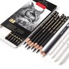 Brusarth Charcoal Drawing Set -12 pc Black charcoal pencils, White