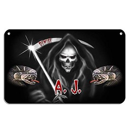 Grim Reaper Snakes Bicycle License Plate Personalize Gifts Boys Girls
