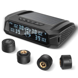 Masoll Masoll RV tire Pressure Monitoring System, Wireless TPMS Tire Pressure Monitor System with Solar Charger, RV TPMS with 4 tire Pressure Sensors & 6 Alarm Modes(0-87 PSI)