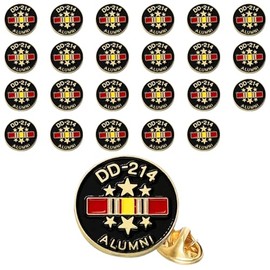 DD214 Lapel Pins, Soft Enamel Veteran Pins, US Military Pins, Retirement Gifts for Men and Women, Perfect for Military Alumni & Service Ribbon (24Pcs)