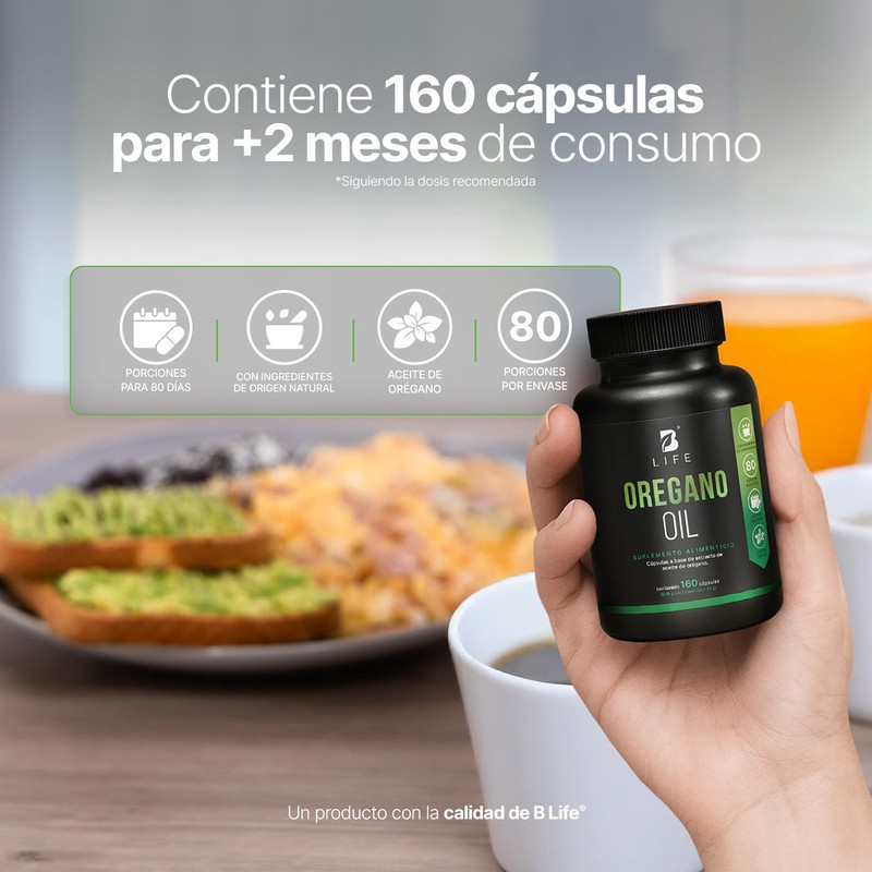 B Life Aceite de Orégano | 160 Cápsulas con Carvacol