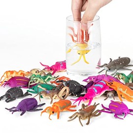 Paquete de 12 juguetes de insectos que cambian de color, cifras de juguetes de cambio de color, juguetes de baño flotantes y elásticos para niños pequ