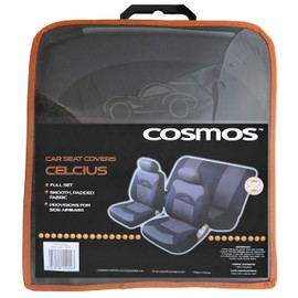 Cosmos Full Car Seat Covers Set Protects Seat and Enhances Vehicle Interior Easy Clean and Installation, Black/Grey 14002 Celsius