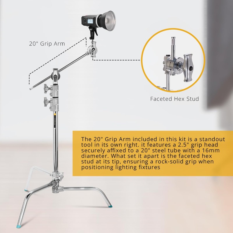 Flashpoint 20" Quick Sliding Leg C-Stand Kit with 2.5" Grip