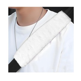 Yourkar 2 PCS Car Seat Belt Cover, Soft Auto Seatbelt Protector for a More Comfortable Driving, Warm Plush Seatbelt Shoulder Neck Pad Cushion Fit for All Cars, Car Accessories (White)