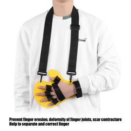 Finger Orthotic Board Finger Spreader Orthotic Aid for Hand Wrist Flexible Cramps Extension Board Splint Apoplexy Hemiplegia Right Left Men Women (Yellow)