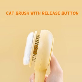 Cat Brush with Release Button, Self Cleaning Cat Hair Grooming Brush for Shedding for Indoor Cats Dogs Pets