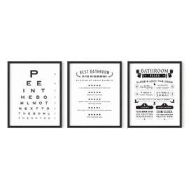 HAUS AND HUES - Juego de 3 divertidas impresiones artísticas de pared de baño, decoración divertida de baño, decoración de letreros de baño, arte divertido para baño, reglas de baño (8 x 10 pulgadas, sin marco)