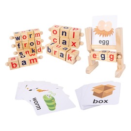 FELTECHELECTR 1set Rotating Letter Blocks Spelling Game Flash Cards for Kindergarten Early Learning Reading Toy for Toddlers Engaging Alphabet Matching Activity