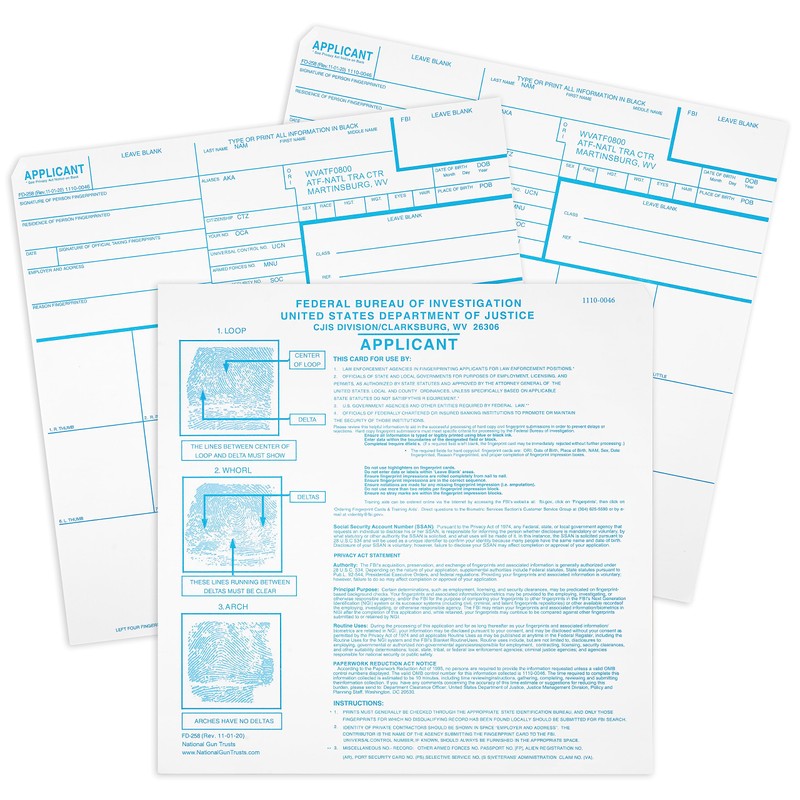 National Gun Trusts - Made in USA - FD-258 Fingerprint