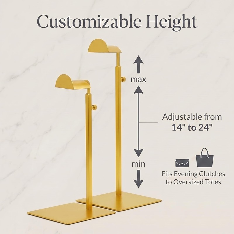 3 Pack Gold Purse Stand, Adjustable Handbag Display Stand with
