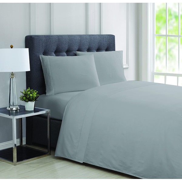 Charisma - 310 TC Queen 4 Piece Sheet and Pillowcase Set - Solid Sateen Collection - Grey (SS1880GYQN-4700)