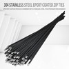 Metal Zip Ties black 100pcs 11.8 inch 304Stainless steel Epoxy