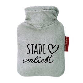 Huuraa Taschenwärmer Stade verliebt Geschenk 0,2 Liter Grey Mini Veloursbezug Stade Geschenkidee