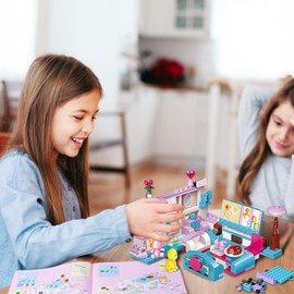 3-in-1 Building Block House for Girls from 6 Years, Creative Educational Toy with Bedroom, Living Room and Kitchen, 194 Pieces with 3 Constructions, STEM Toy to Promote Fine Motor Skills and