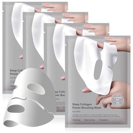 4PCS Mascarillas Faciales, Mascarilla Bio Colágeno, Reafirma e hidrata la piel, reduce los poros, Mascarilla Nocturna de Colágeno Profundo para Elasti