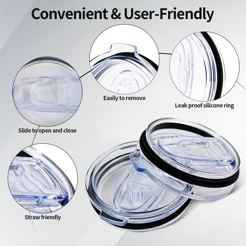 20oz Replacement Lids‌ - Slim Splash-Proof Silicone Cover for Yeti