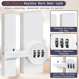 BigKing Door Bolt with Password Lock, Zinc Alloy Mechanical Combination Lock, Anti-Theft 180° Rotatable MK78 Door Latch for Shed Doors, Garage Doors (White)