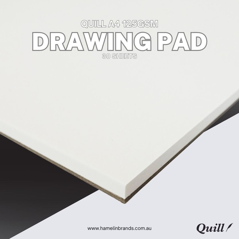 Quill A4 Drawing Pad, 125gsm, 30 Sheets, Portrait Orientation