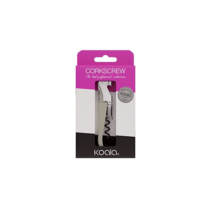 Koala Spain AC Two-Stroke Corkscrew, Stainless Steel, White