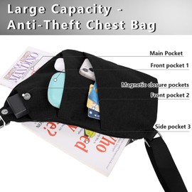 Zercart Anti Theft Sash Sling Crossbody Bag Men Women Personal Flex Bag Chest Bag Anti Theft Bag Casual Lightweight Satchel Bag for Daily Use Hiking Fishing Camping Biking