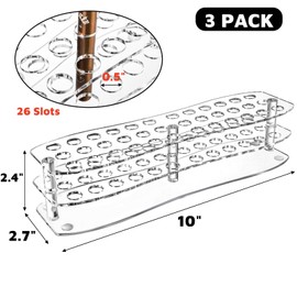 YIMITEE 3 Pack Acrylic Pen Holder, 26-Slot Clear Pencil Display Stand, Eyebrow Pen Stands, Makeup Brush Rack Organizer, Art Brush Desk Stand Organizer for Home, Store, School Office Supplies