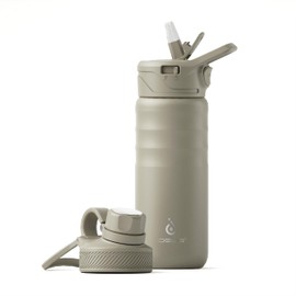 IDEUS Insulated Stainless Steel Water Bottle with 2 Leak-Proof Lids, Thermal Water Flask for Hiking Biking, 18oz, Celadon