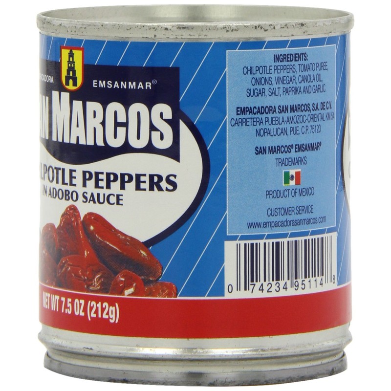 San Marcos Chilpotle Peppers in Adobo Sauce, 7.5 Oz., (Pack