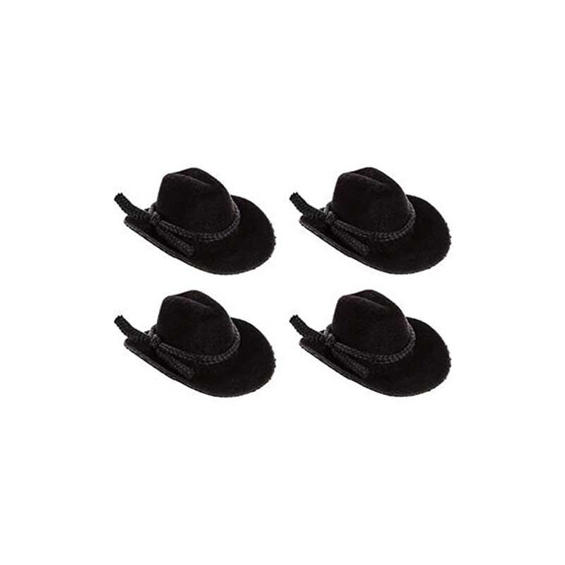 Craft Decor Set of Four (4) Miniature Black Flocked Cowboy