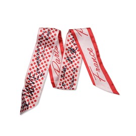 LumiSyne Skinny Silk Scarf Women Girls Slim Long Neckerchief Flower Print Letter Pattern Romantic Artistic Style Satin Ribbon Silk Cloth Tie Headdress Hair Scarf Handbag Grip Tape, Red Polka Dot