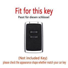 HIBEYO Smartkey Car Key Case Fits Renault Leather Protective Cover Key Case Cover for Renault Kadjar Clio Captur Scenic Koleos Key Fob Bag 4-Button Blue, blue