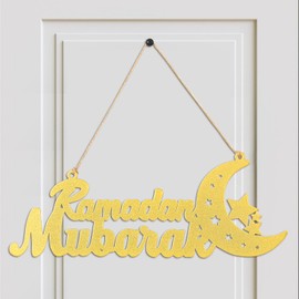 Ramadan Wreath Ramadan Mubarak Sign - Ramadan Decorations for Home 2025 - Ramadan Gifts for Kids - Ramadan Door Decoration - Ramadan Decor - Ramadan Door Wreath (Gold, 12 inches)